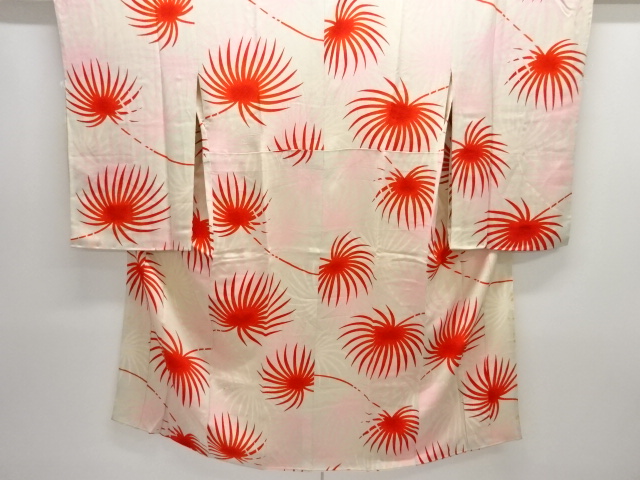 JAPANESE KIMONO / ANTIQUE JUBAN / SILK / KINSHA / PLANTS